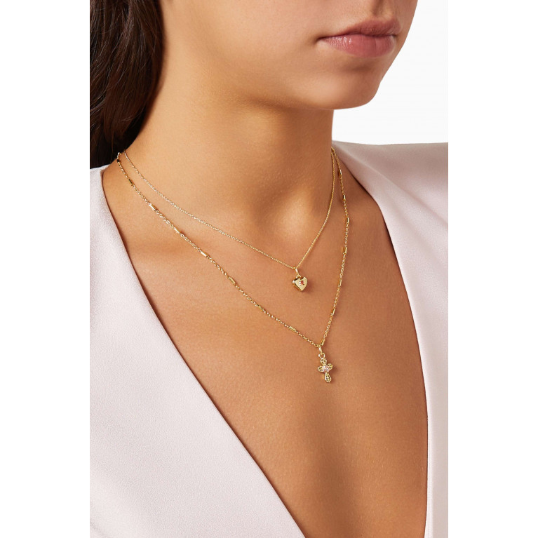 Luv Aj - Cross My Heart Necklace in Gold-plated Brass
