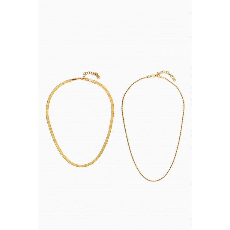 Luv Aj - L'Amor Chain Necklace Set in Gold-plated Stainless Steel