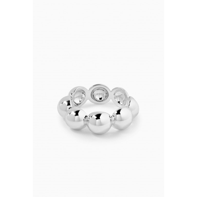 Luv Aj - Oversized Ball Chain Ring in Silver-plated Brass