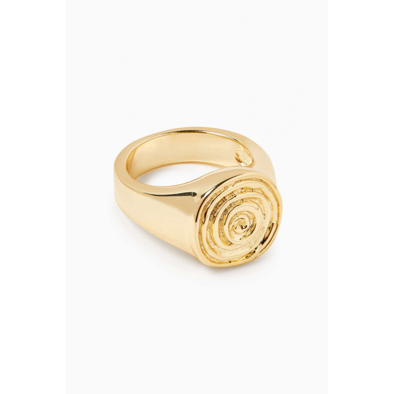 Luv Aj - Rosette Coil Signet Ring in Gold-plated Brass