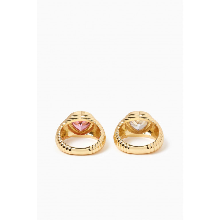 Luv Aj - The Bff Heart Ring Set in Gold-plated Brass