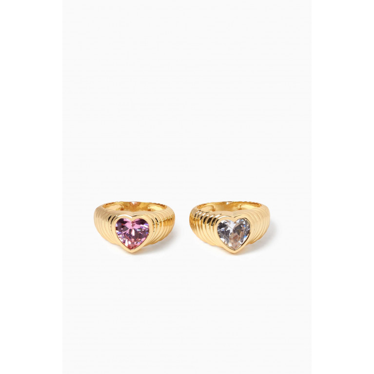 Luv Aj - The Bff Heart Ring Set in Gold-plated Brass