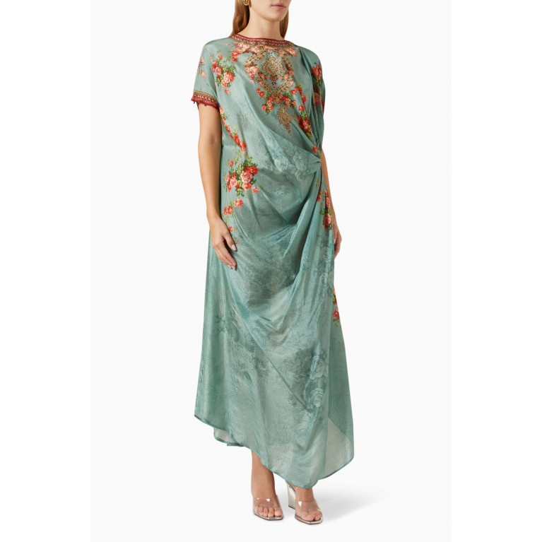 Rajdeep Ranawat - Printed Draped Dress in Silk