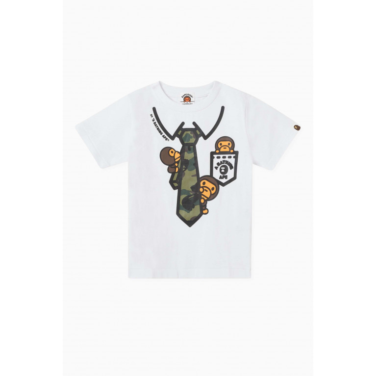 A Bathing Ape - 1st Camo Neck-tie Print T-shirt in Cotton-jersey White