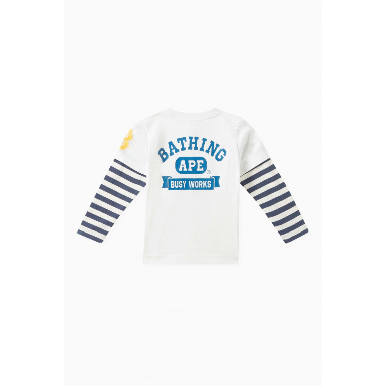 A Bathing Ape - College Logo Layered T-shirt in Cotton-jersey White