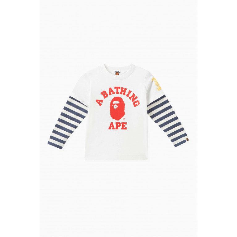 A Bathing Ape - College Logo Layered T-shirt in Cotton-jersey White