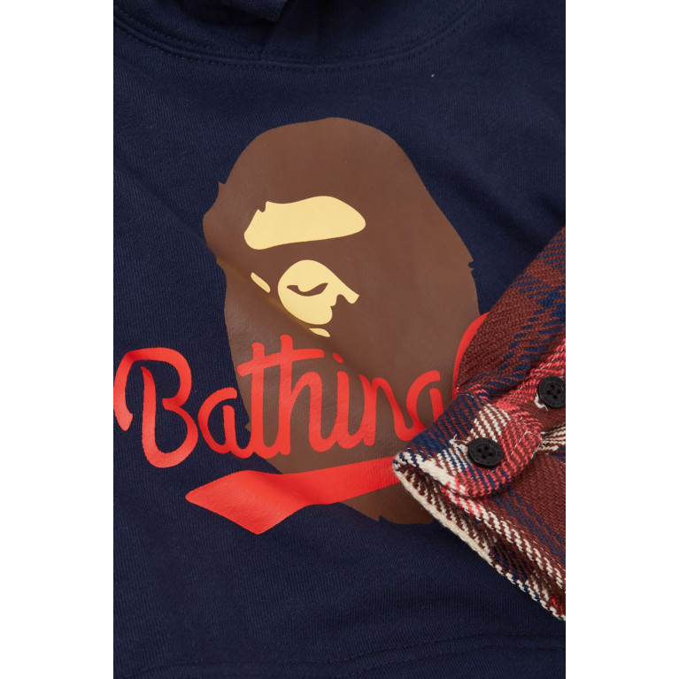 A Bathing Ape - Bape Check Shirt Layered Hoodie in Cotton