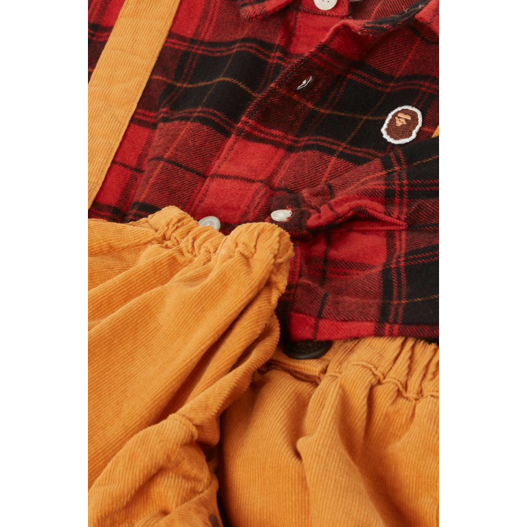 A Bathing Ape - Layered Checked Shirt Romper in Corduroy