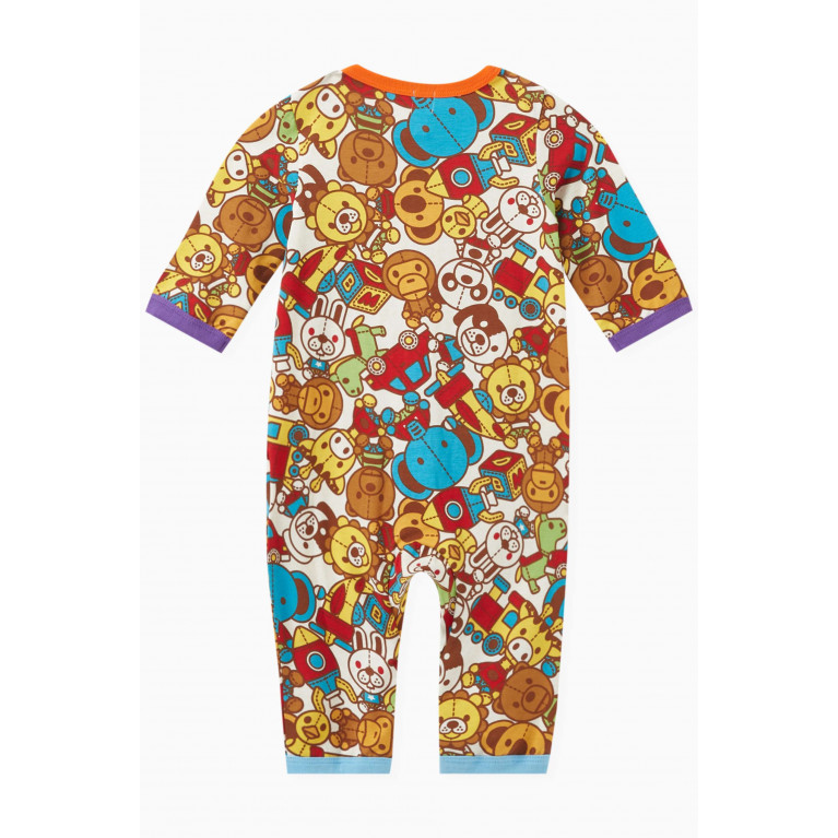 A Bathing Ape - Baby Milo Toy Box Printed Romper in Cotton-blend