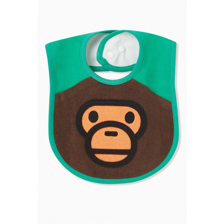A Bathing Ape - Baby Milo Pile Monkey Bib in Cotton Green