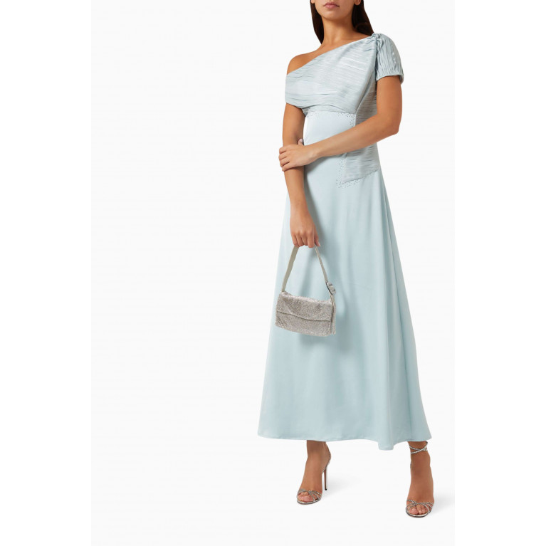 Alize - One-shoulder Embellished Maxi Dress in Stretch-satin & Organza