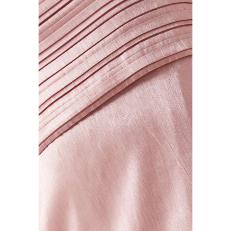 Alize - Pleated Cape Midi Dress in Organza Pink