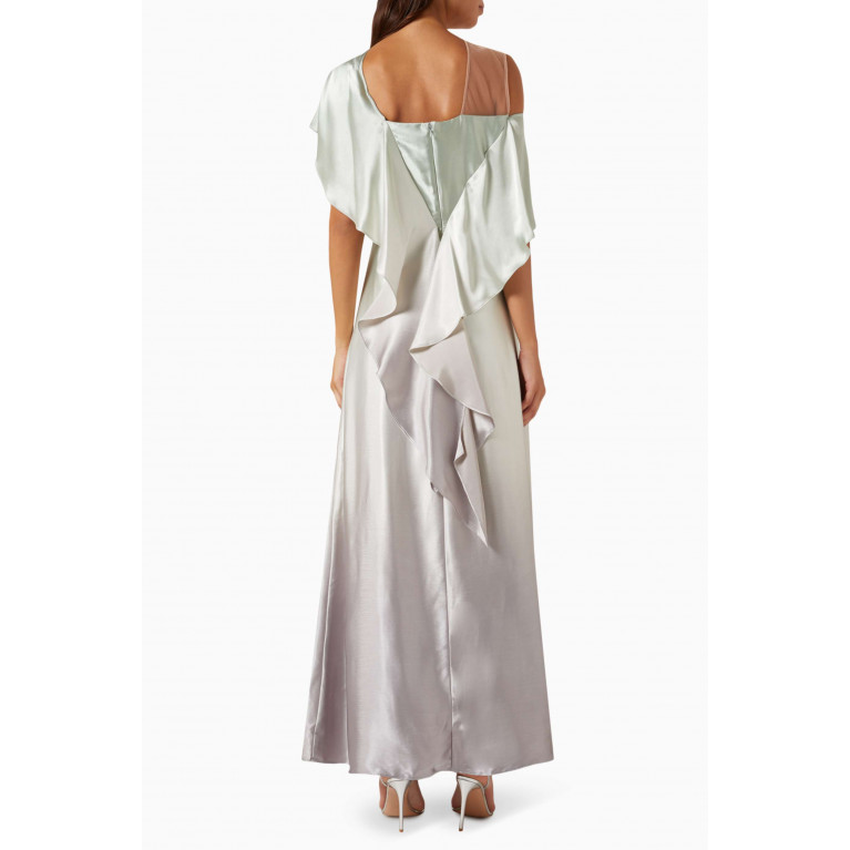 Alize - Ruffled Ombré Maxi Dress in Satin Grey