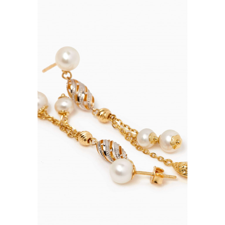 Damas - Kiku Freshwater Pearl Drop Earrings in 18kt Gold