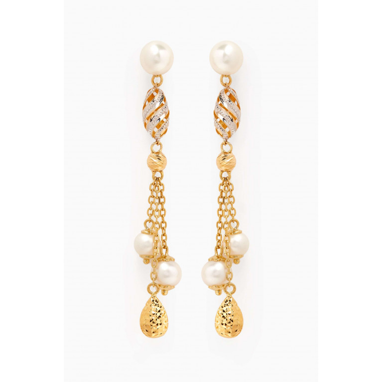 Damas - Kiku Freshwater Pearl Drop Earrings in 18kt Gold