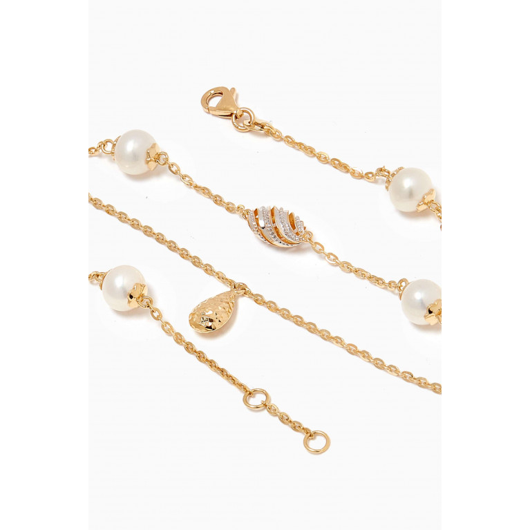 Damas - Kiku Freshwater Pearl Charm Double-chain Anklet in 18kt Gold