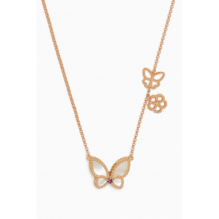 Damas - Farfasha Butterfly Petali del Mare & Amethyst Necklace in 18kt Rose Gold