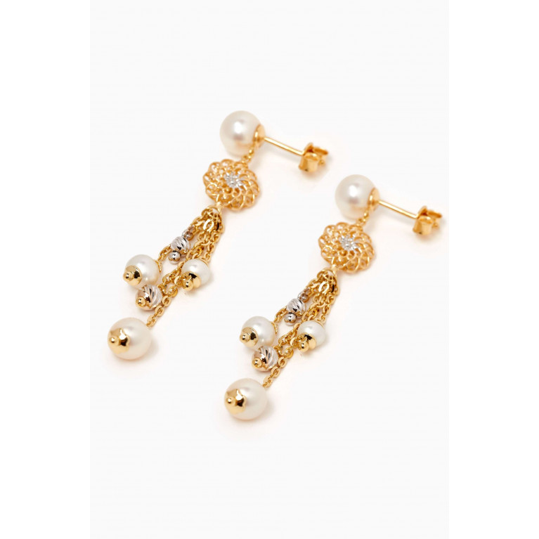 Damas - Kiku Freshwater Pearl Charm Drop Earrings in 18kt Gold