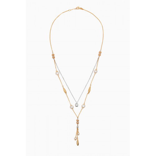 Damas - Kiku Freshwater Pearl Layered Charm Necklace in 18kt Gold