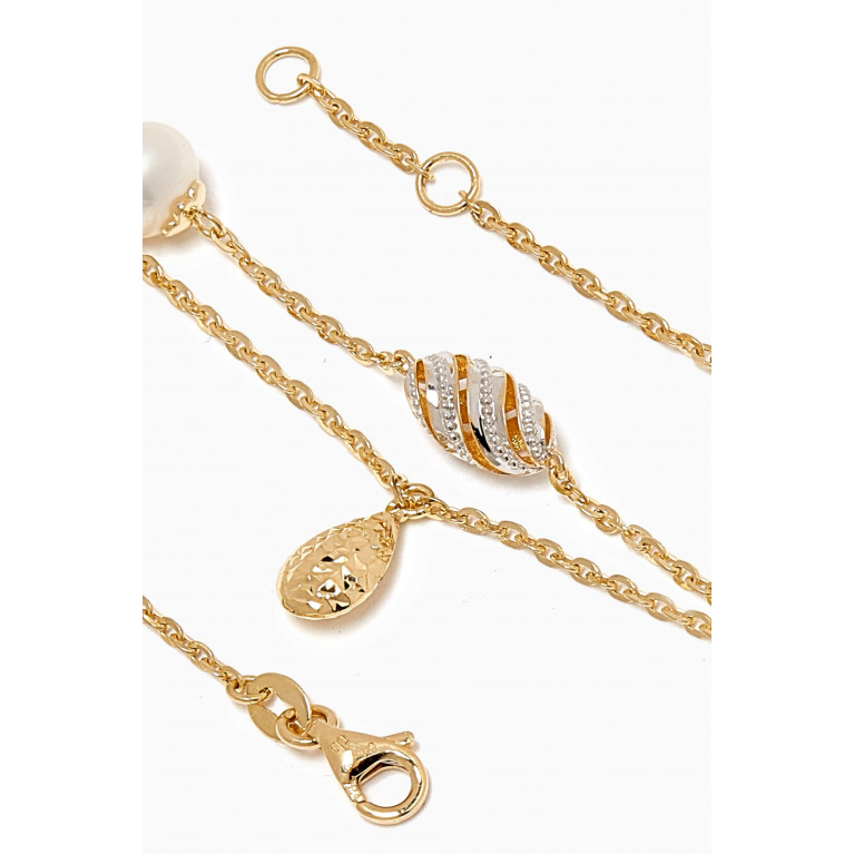 Damas - Kiku Freshwater Pearl Charm Double-chain Bracelet in 18kt Gold
