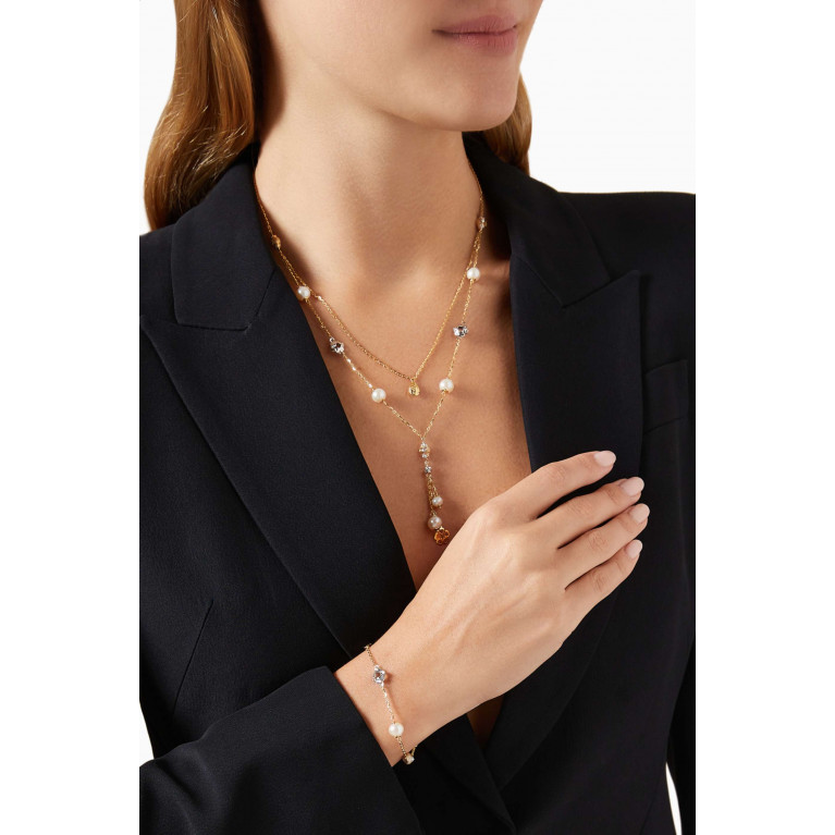 Damas - Kiku Freshwater Pearl Charm Tassel Necklace in 18kt Gold