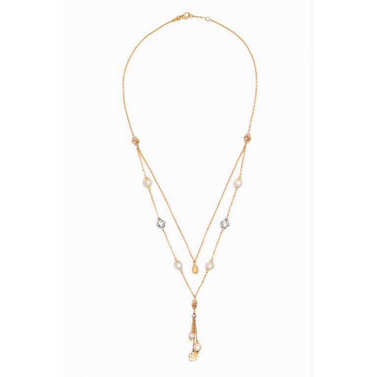 Damas - Kiku Freshwater Pearl Charm Tassel Necklace in 18kt Gold
