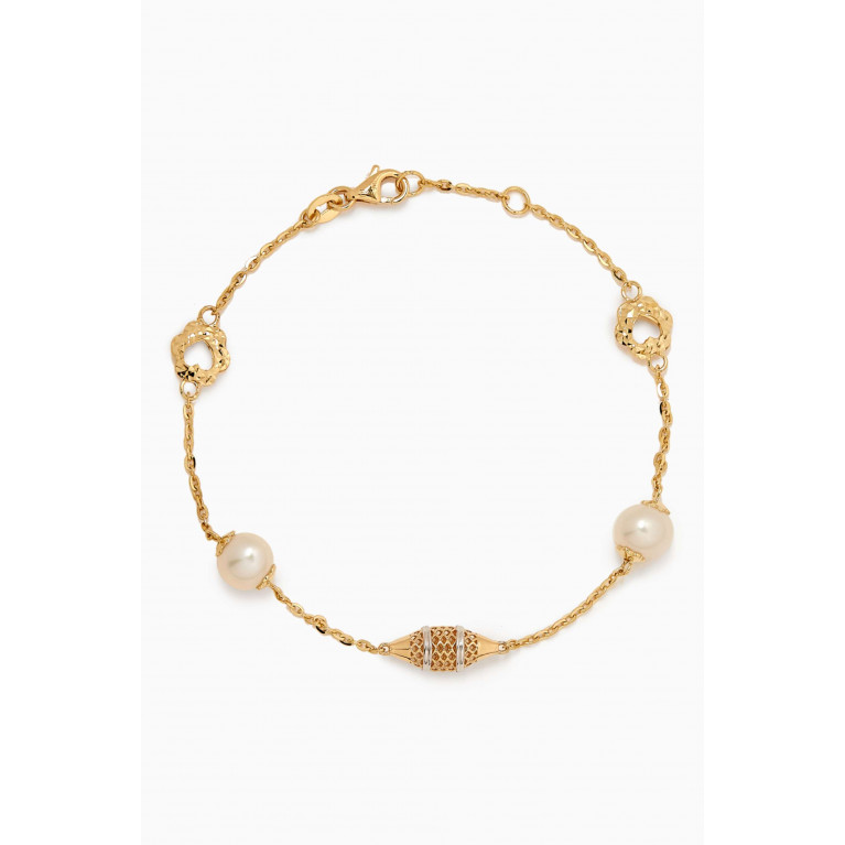 Damas - Kiku Freshwater Pearl Charm Bracelet in 18kt Gold