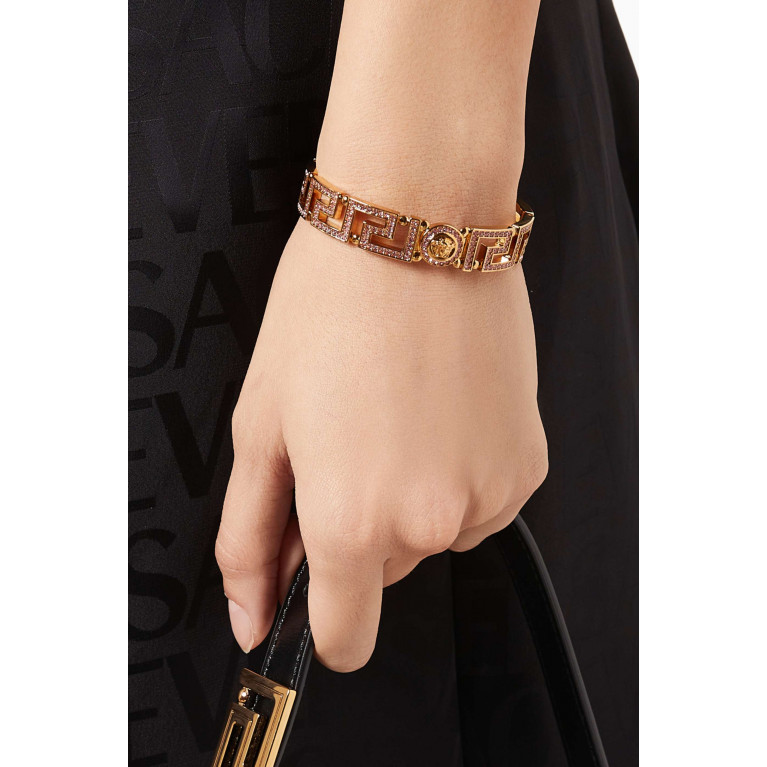 Versace - Greca Medusa Crystal Cuff Bracelet in Gold-plated Brass