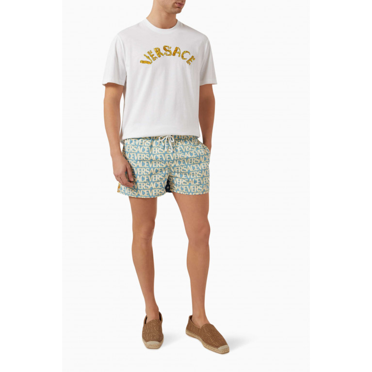 Versace - Logo Print Swim Shorts in Nylon