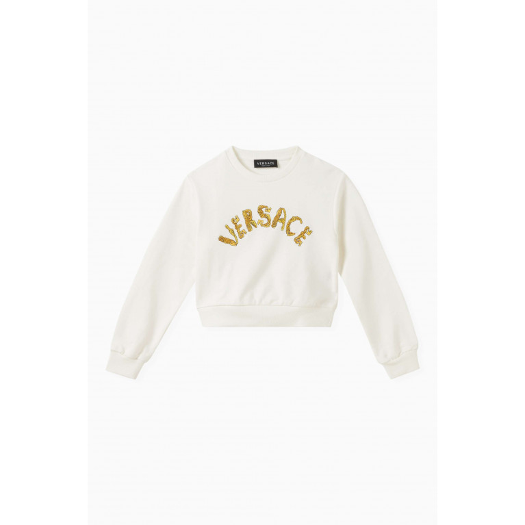 Versace - Logo-embroidered Crop Sweatshirt in Cotton