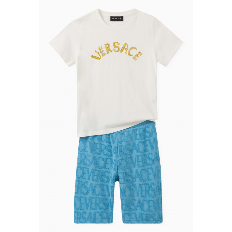 Versace - Logo-embroidered Shorts in Cotton Terry