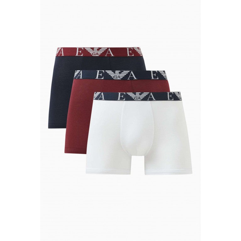 Emporio Armani - EA Logo Boxer Briefs in Stretch-cotton, Set of 3 Multicolour