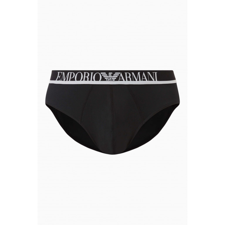 Emporio Armani - Core Logo Briefs in Stretch-cotton Black