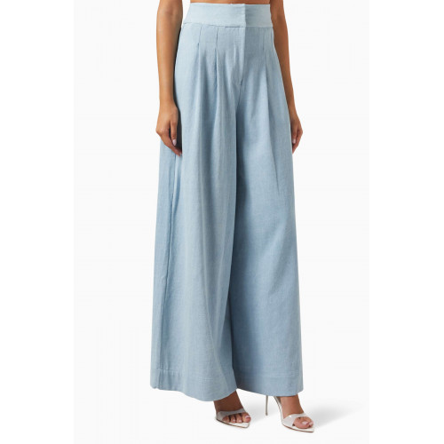 Just Bee Queen - Logan Wide-leg Pleated Pants in Chambray