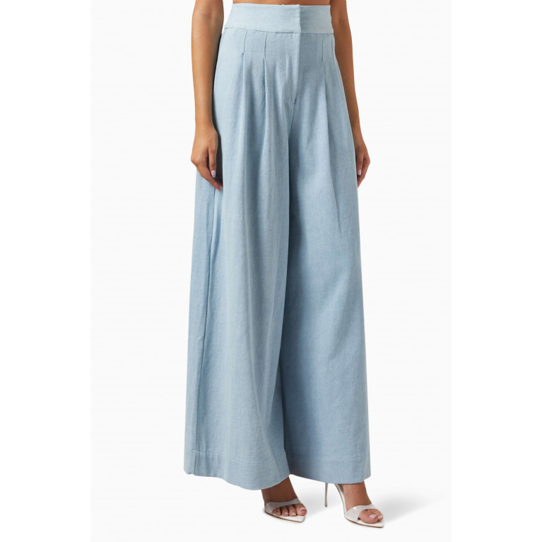 Just Bee Queen - Logan Wide-leg Pleated Pants in Chambray