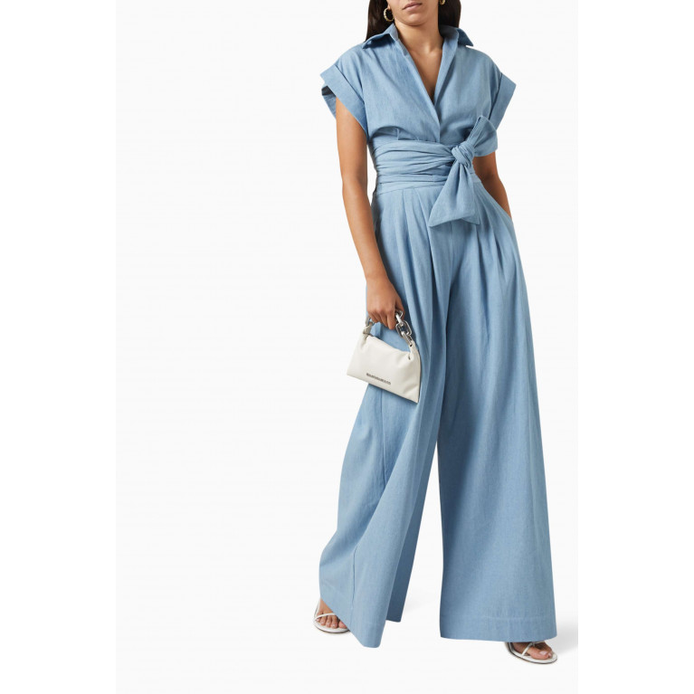 Just Bee Queen - Harper Wide-leg Pleated Pants in Chambray