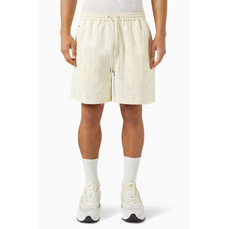 Kith - Faille Cedar Jacquard Logo Shorts in Cotton Blend Neutral