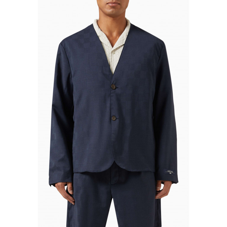 Kith - Shadow Check Collarless Jacket in Wool-suiting