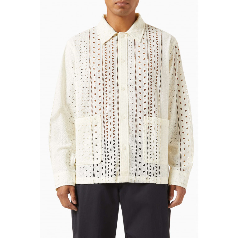 Kith - Eyelet Collared Boxy Overshirt in Cotton Neutral
