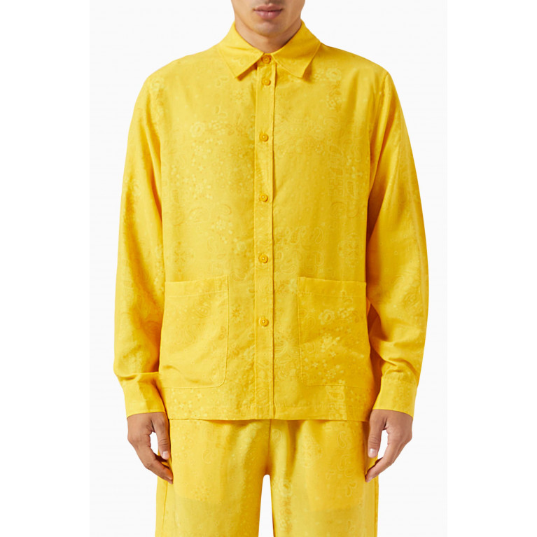 Kith - Boxy Collared Overshirt in Cupro Linen Blend