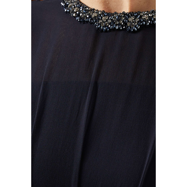 Teri Jon - Embellished Neckline Dress in Chiffon