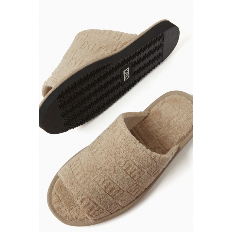 Kith - Logo Summer Slides in Terry Neutral