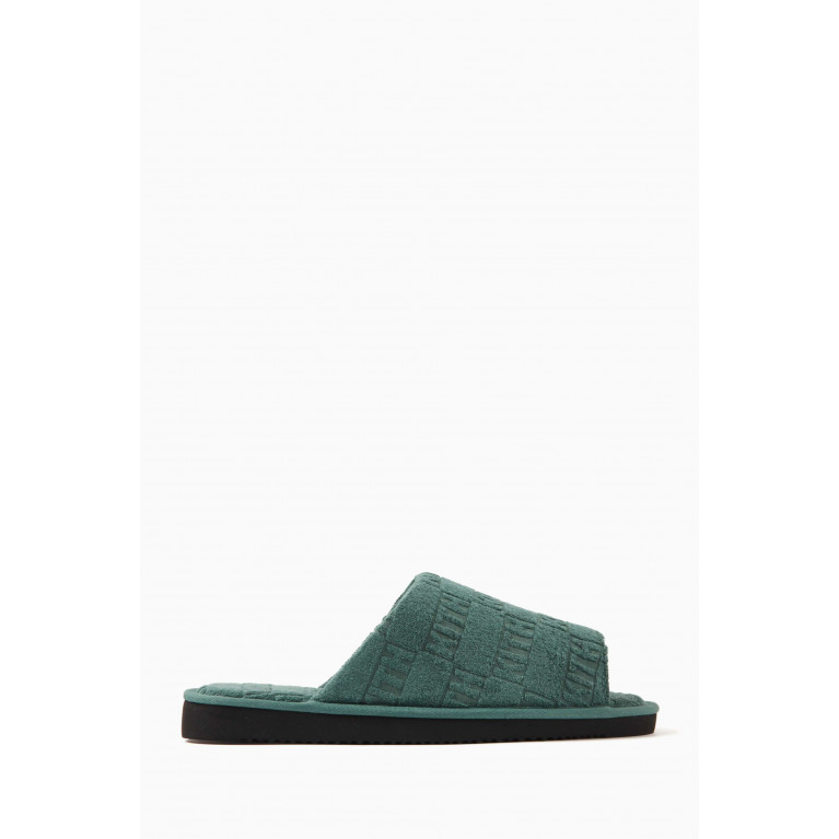 Kith - Logo Summer Slides in Terry Green
