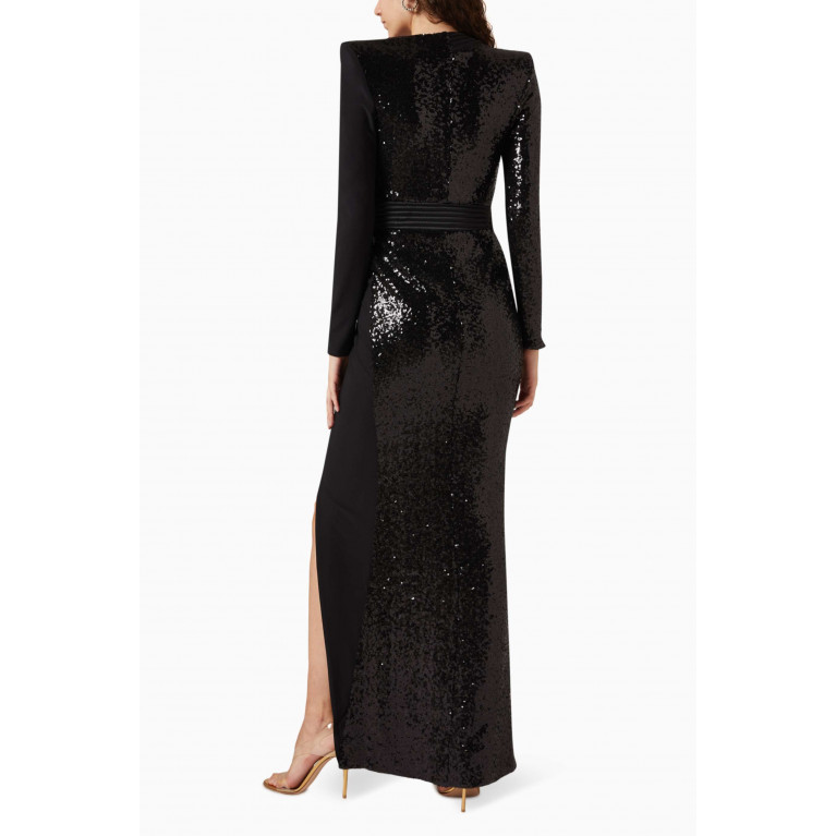 Zhivago - Take Off Sequinned Wrap Gown Black