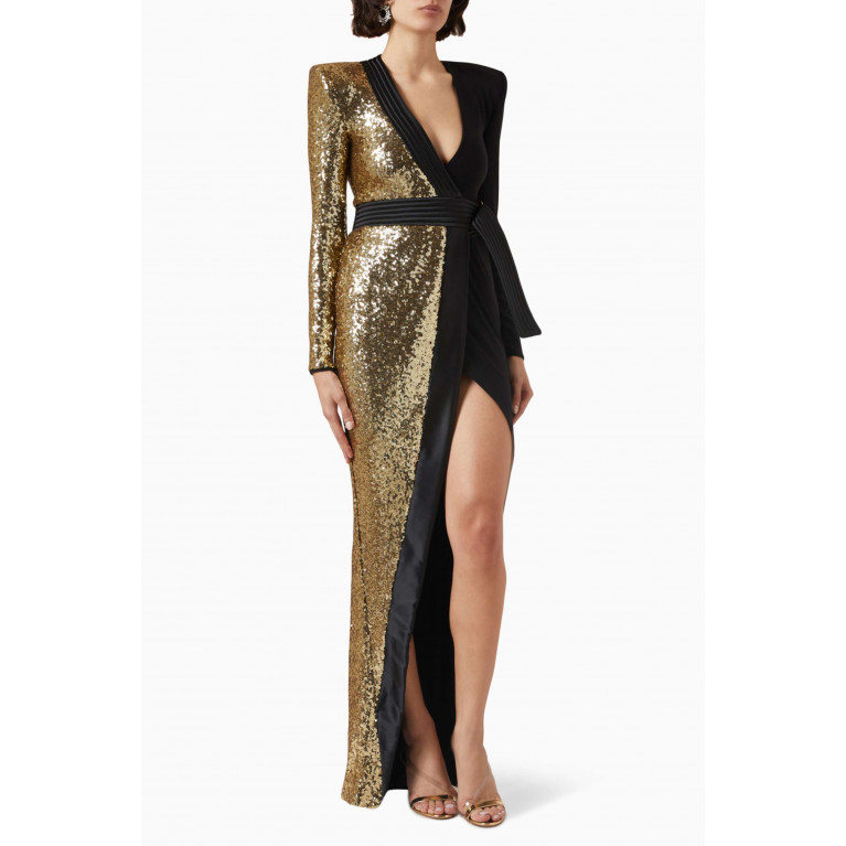 Zhivago - Take Off Sequinned Wrap Gown Black