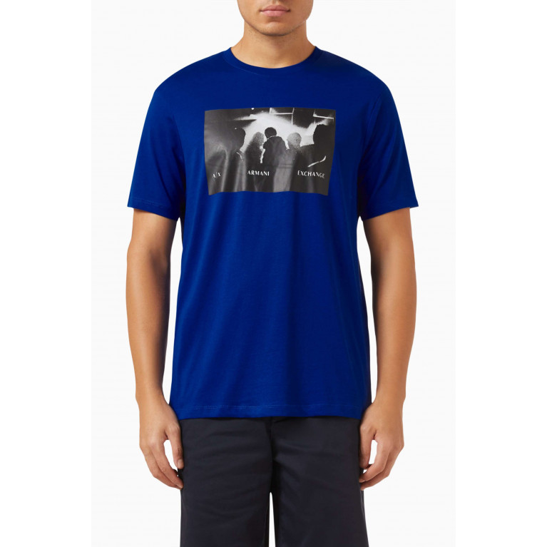Armani Exchange - Graphic Logo-print T-shirt in Cotton-jersey Blue