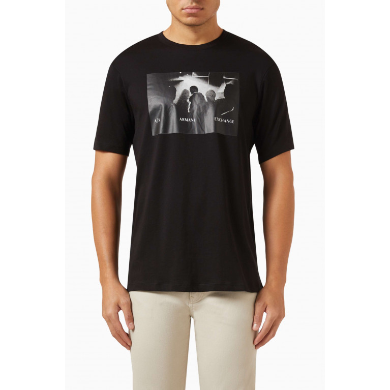 Armani Exchange - Graphic Logo-print T-shirt in Cotton-jersey Black