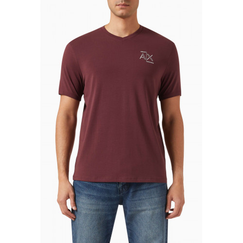 Armani Exchange - V-neck T-shirt in Cotton-jersey Burgundy