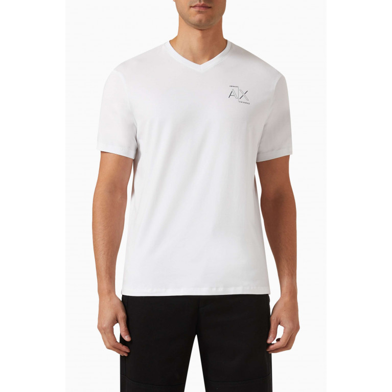 Armani Exchange - V-neck T-shirt in Cotton-jersey White