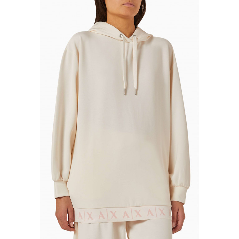 Armani Exchange - Study Hall Logo Hoodie in Jersey White